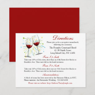 Invitation Verres à vin de mariage bordeaux rouge Directions