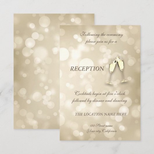 Invitation Verres à vin Elegant Bokeh Réception de mariage (Devant / Derrière)