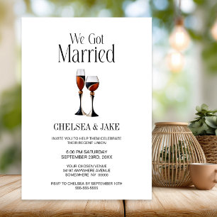 Invitation Verres à vin noir et rouge Mariage Après-Fête
