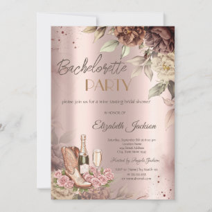Invitation Verres à vin Roses Boots Enterrement de vie de jeu