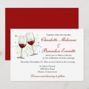 Invitation Verres à vin rouge de Bourgogne Mariage Vignoble