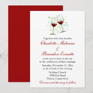 Invitation Verres à vin rouge de Bourgogne Mariage Vignoble