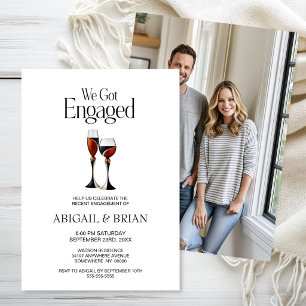 Invitation Verres à vin rouges et noirs pour la fête de fianç