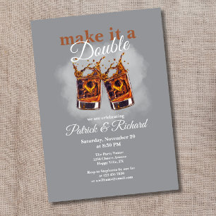 Invitation Verres à Whisky pour une Double Célébration Santés