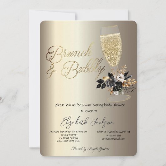 Invitation Verres Black Rose Vin Brunch & Bubbly (Devant)