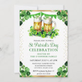 Invitation Verres de bière à l'aquarelle Saint-Patrick (Devant)