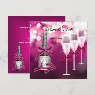 Invitation Verres de champagne rose pour 30e anniversaire