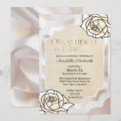 Invitation Verres de laque de Fairytale Roses blanches (Devant / Derrière)