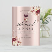 Invitation Verres de vin Roses à gouttes de paillettes Dîner  (Debout devant)