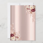 Invitation Verres de vin Roses à gouttes de paillettes Dîner  (Dos)