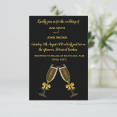 Invitation Verres mariages à champagne noir et or (Debout devant)