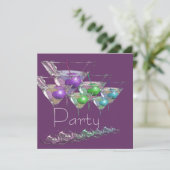 Invitation Verrres à cocktail martini teintés violet pour fêt (Debout devant)