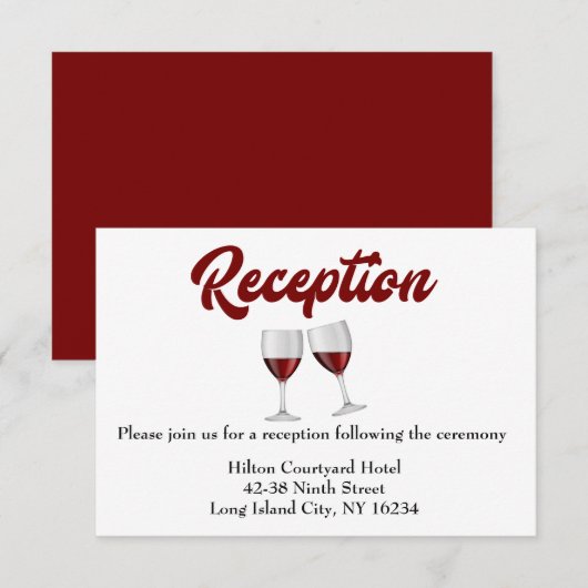 Invitation Verrres mariage Rouge Bourgogne pour la réception (Devant / Derrière)