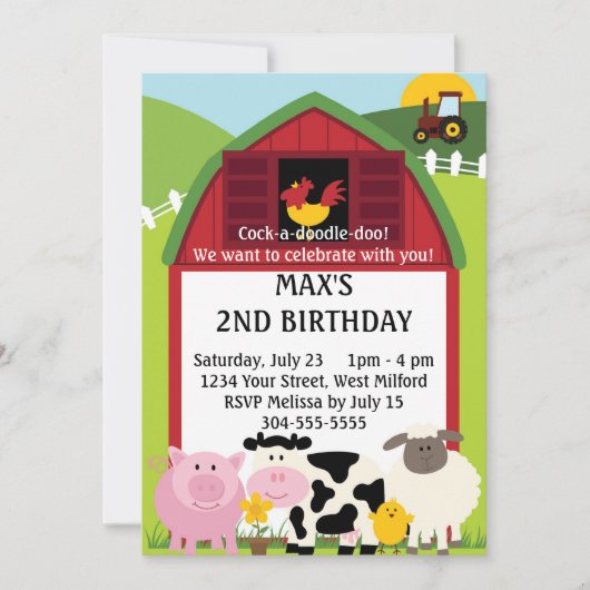 Invitation Vers la ferme 2 Anniversaire (Devant)