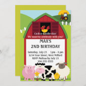 Invitation Vers la ferme 2 Anniversaire (Devant / Derrière)