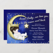 Invitation Vers le Baby shower de la Lune et du dos (Devant / Derrière)