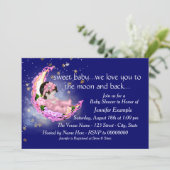 Invitation Vers le Baby shower Lune et Arrière (Debout devant)