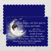 Invitation Vers le Baby shower Lune et Arrière (Devant / Derrière)