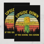 Invitation Vers le bas Ananas Swinger Tshirt Swingers Vie (Devant / Derrière)