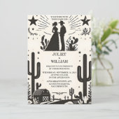 Invitation Vers le désert Rodeo Cheval Rétro Rustique Mariage (Debout devant)