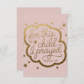 Invitation verset biblique de 1 Samuel 1:27 (Devant / Derrière)