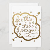 Invitation verset biblique de 1 Samuel 1:27 (Devant / Derrière)