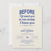 Invitation Verset de la Bible Baby shower Avant que je ne vou (Devant)