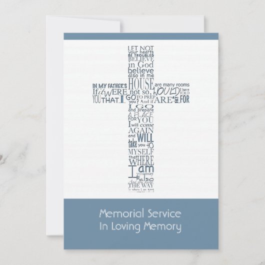 Invitation Versets bibliques de Jean 14 Service commémoratif (Devant)