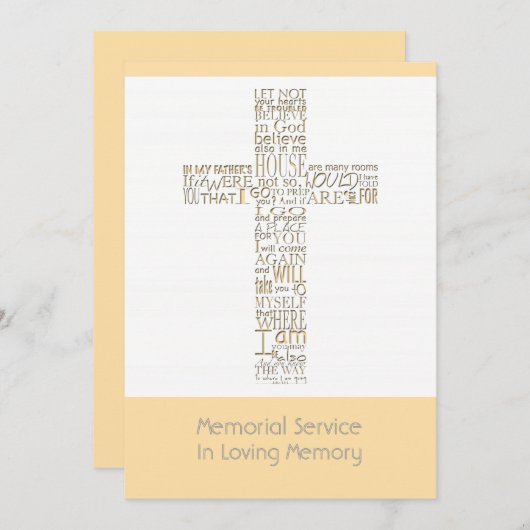 Invitation Versets bibliques de Jean 14 Service commémoratif  (Devant / Derrière)
