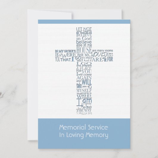 Invitation Versets bibliques du service commémoratif John 14 (Devant)