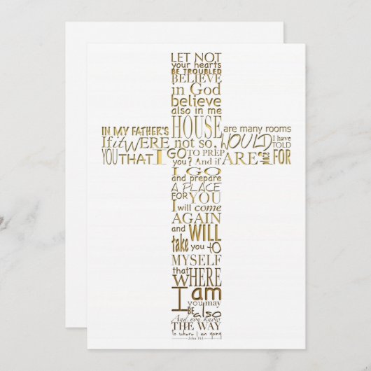 Invitation Versets bibliques du service commémoratif John 14  (Devant / Derrière)