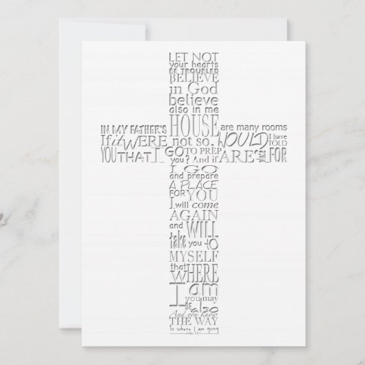 Invitation Versets bibliques du service commémoratif John 14 (Devant)