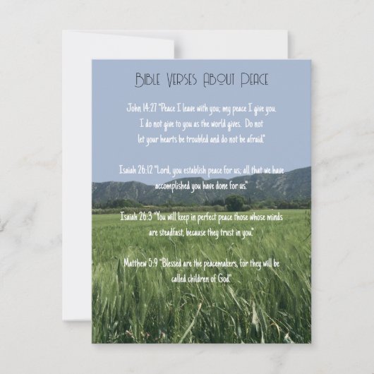 Invitation Versets de la Bible sur la paix (Devant)