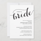 Invitation Versez l'invitation de Fête de la mariée de (Devant)