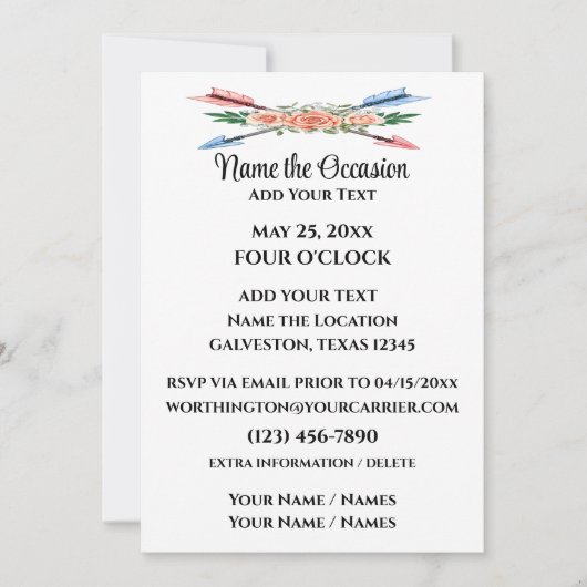 Invitation Version pour toutes occasions Téléchargeable (Devant)