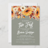 Invitation Vert 2e anniversaire automne floral (Devant)