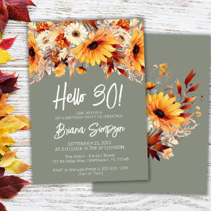 Invitation Vert 30e anniversaire automne papillon floral