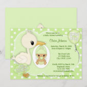 Invitation VERT 3B d'invitation de baby shower de la (Devant / Derrière)