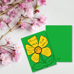 Invitation Vert 60e anniversaire Gold Doodle Flower