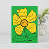 Invitation Vert 60e anniversaire Gold Doodle Flower (Debout devant)