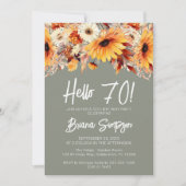 Invitation Vert 70e anniversaire automne floral (Devant)