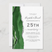 Invitation Vert Agate Argent 25e Anniversaire (Devant)