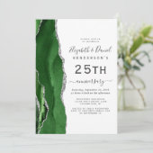 Invitation Vert Agate Argent 25e Anniversaire (Debout devant)