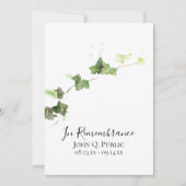 Invitation Vert anglais ivoire aquarelle Anniversaire de mort (Devant)