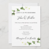 Invitation Vert anglais ivoire aquarelle Anniversaire de mort (Dos)