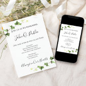 Invitation Vert anglais ivoire aquarelle Anniversaire de mort