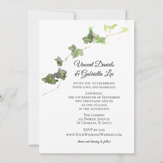 Invitation Vert anglais Vin Vin Mariage d'aquarelle (Devant)