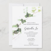 Invitation Vert anglais Vine d'aquarelle Baby shower (Devant)