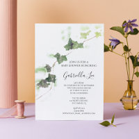 Vert anglais Vine d'aquarelle Baby shower