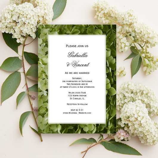Invitation Vert Annabelle Hydrangea Fleurs Mariage
